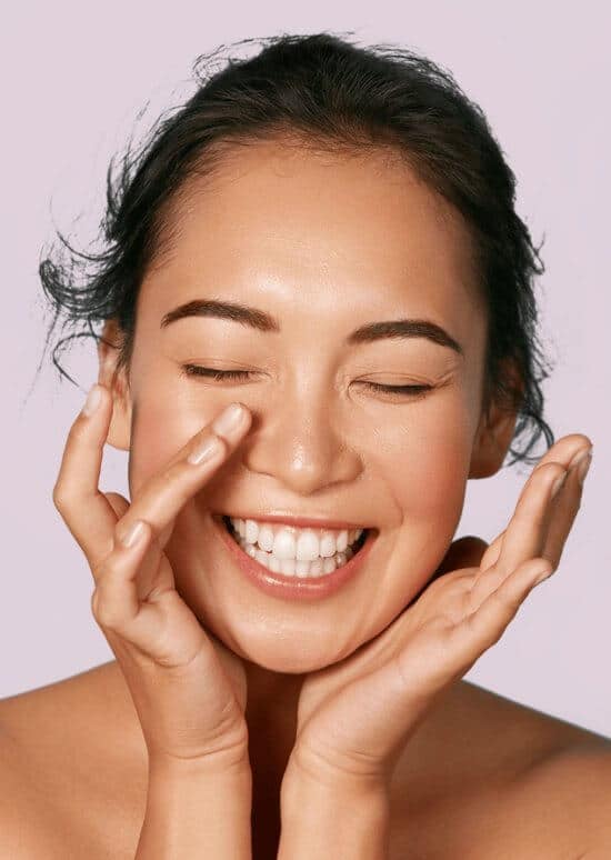 Woman showing nice teeth